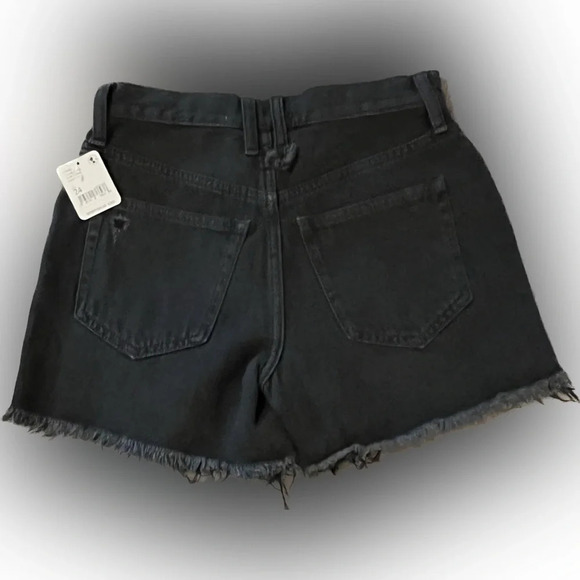 We The Free Washed Black Button Fly Distressed Shorts - Picture 3 of 4